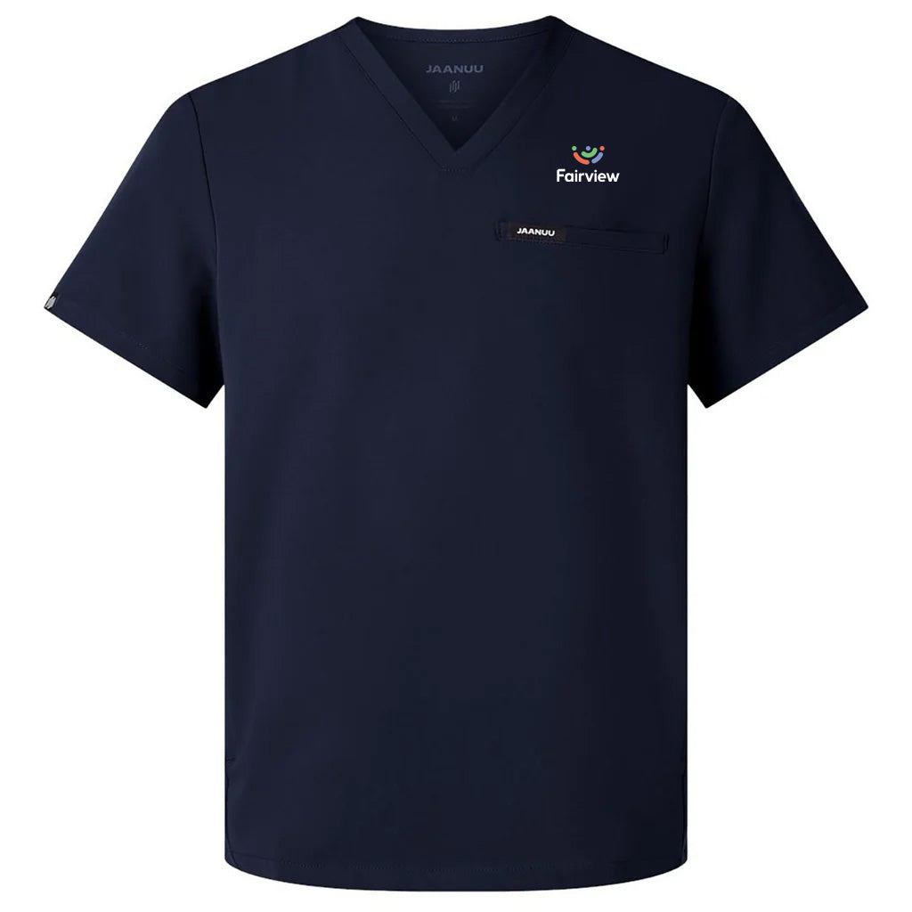 Jaanuu Men's Midnight Navy Platt 3-Pocket Scrub V-Neck Top