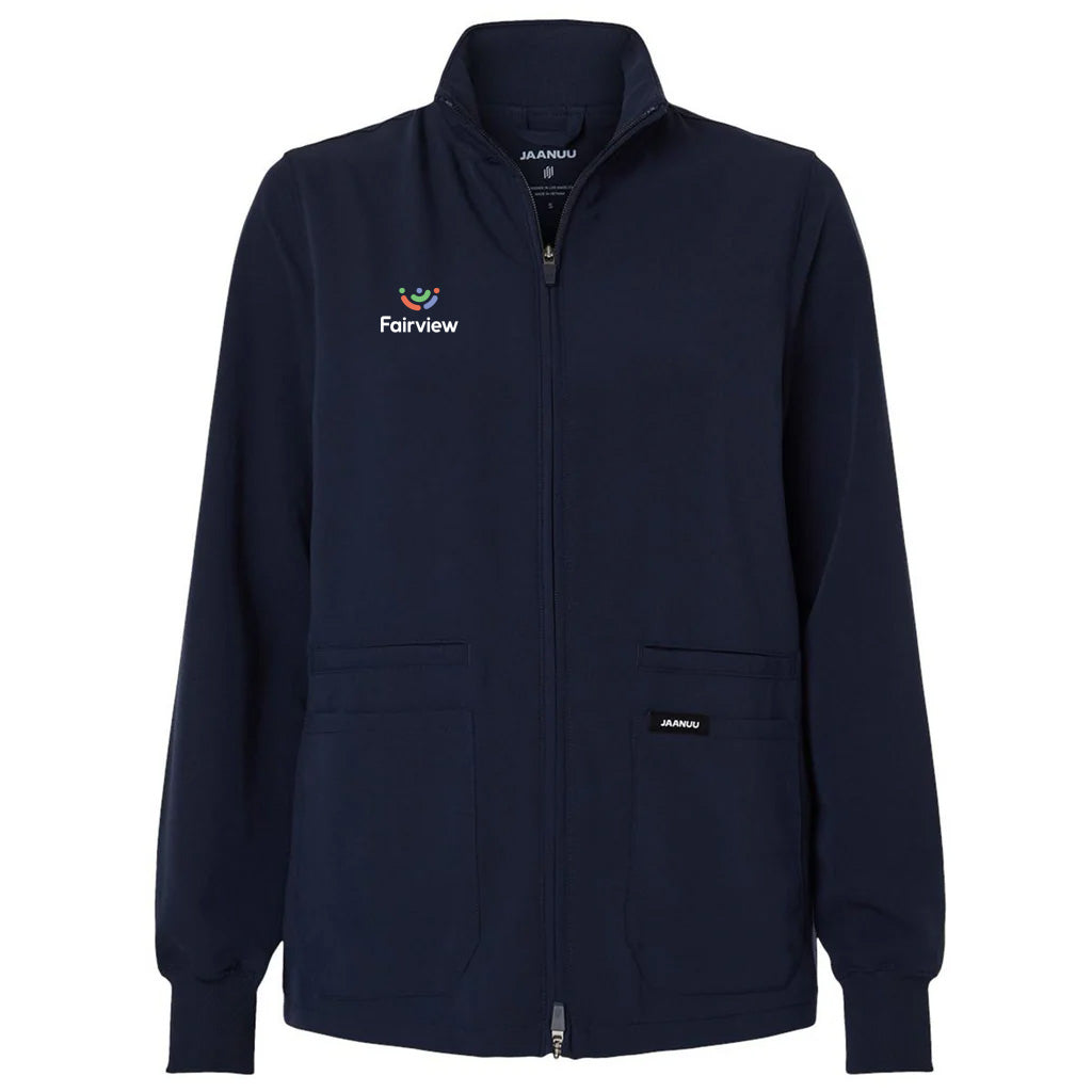 Jaanuu Women's Midnight Navy Ceri Essential Full-Zip 6-Pocket Scrub Jacket