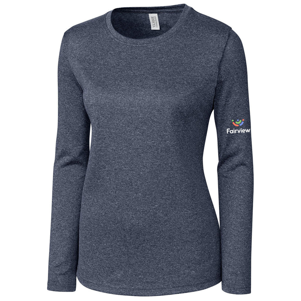 Clique Women's Navy Heather Long Sleeve Tee