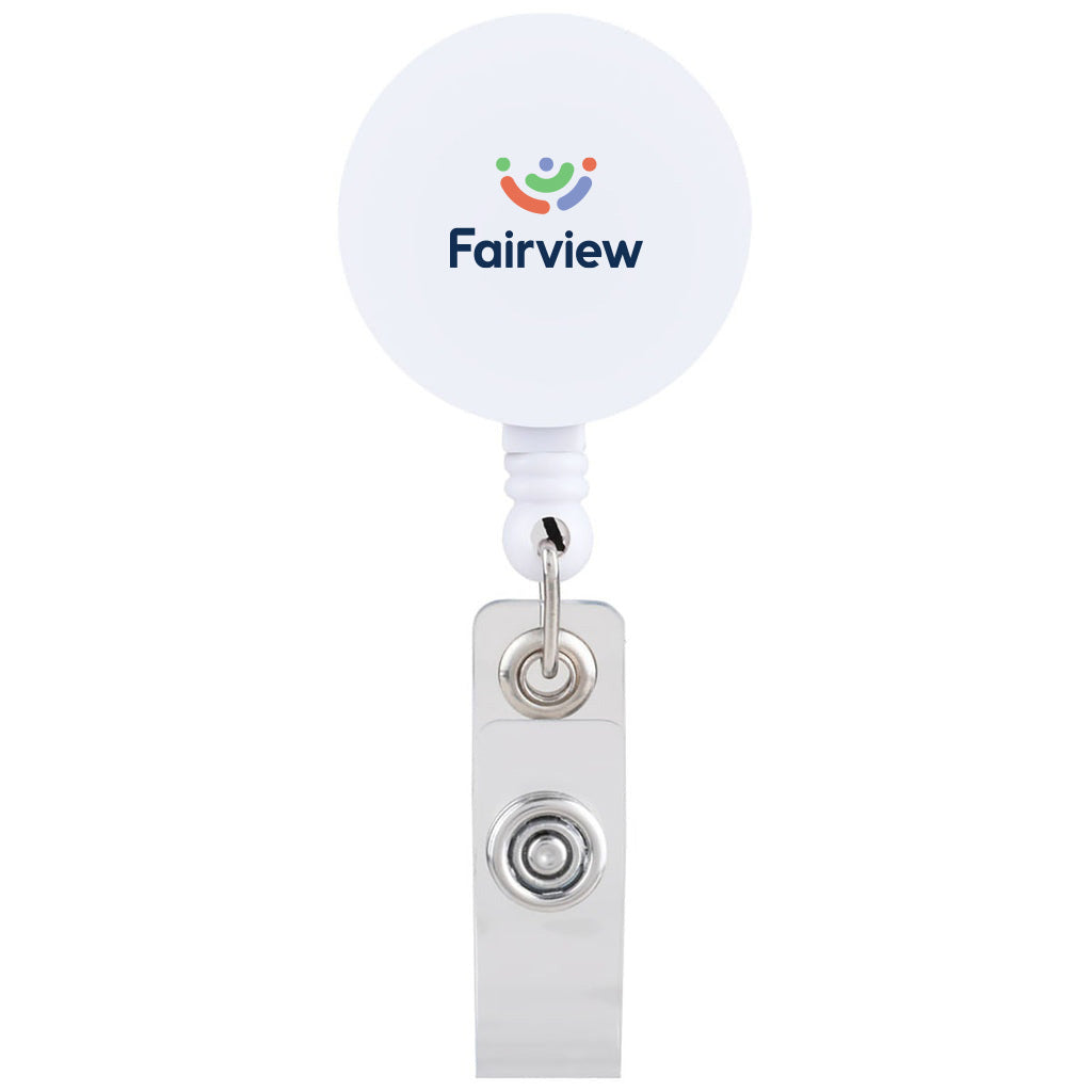 Beacon White ID Buddy Round Retractable Swivel Badge Reel
