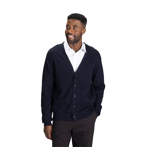 Edwards Men's Navy V-Neck Cotton Blend Cardigan
