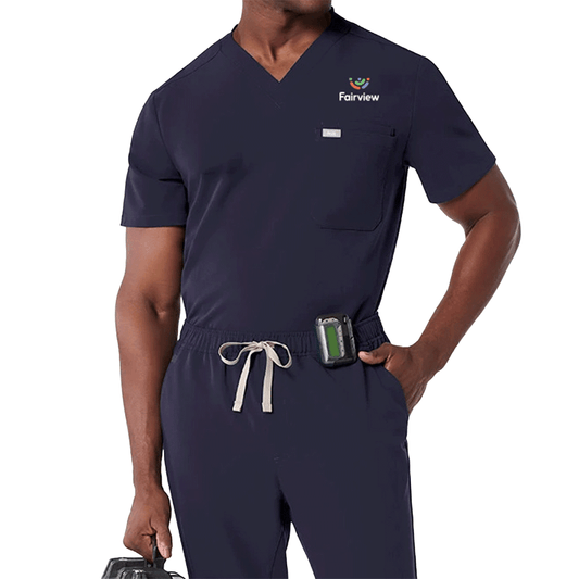 FIGS Men's Navy Leon Three-Pocket Scrub Top