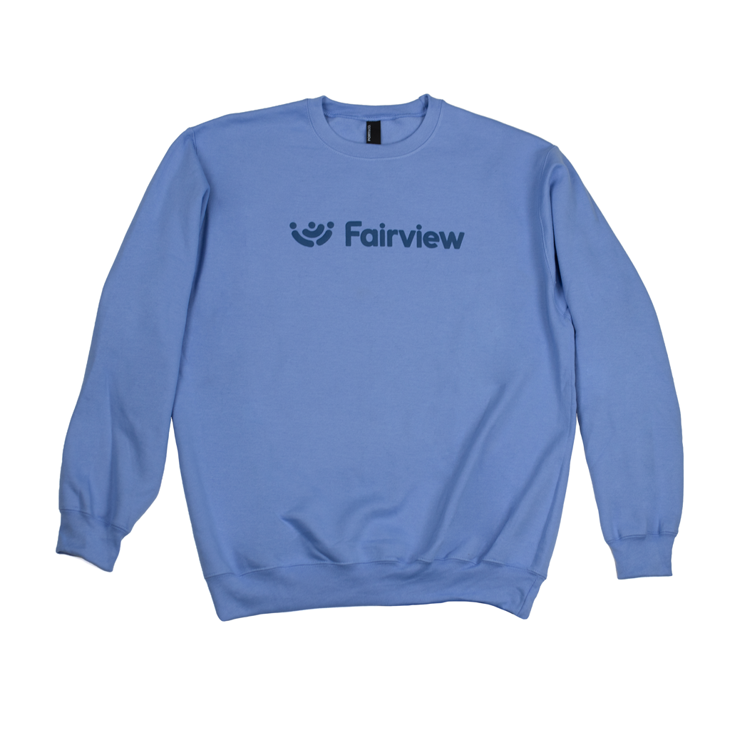 Port & Company Unisex Puff Printed Carolina Blue Core Fleece Crewneck Sweatshirt