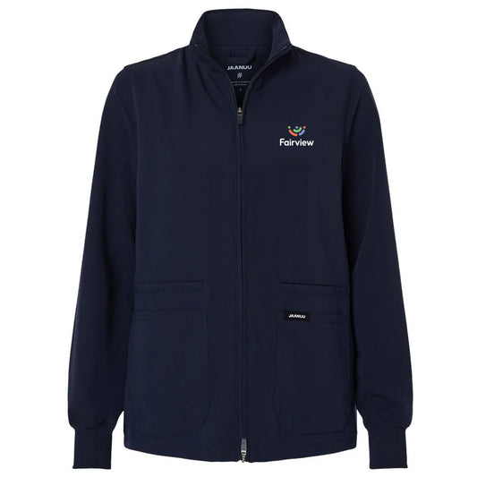 Jaanuu Women's Midnight Navy Ceri Essential Full-Zip 6-Pocket Scrub Jacket