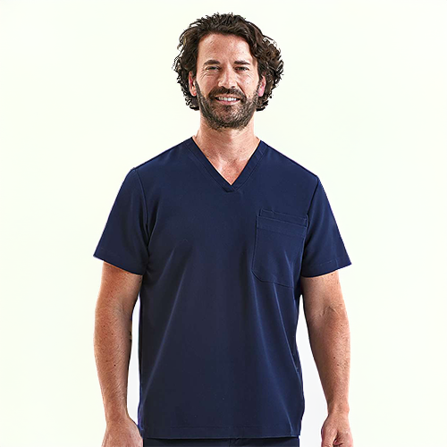Onna Men's Navy Limitless V-Neck Stretch Scrub Top