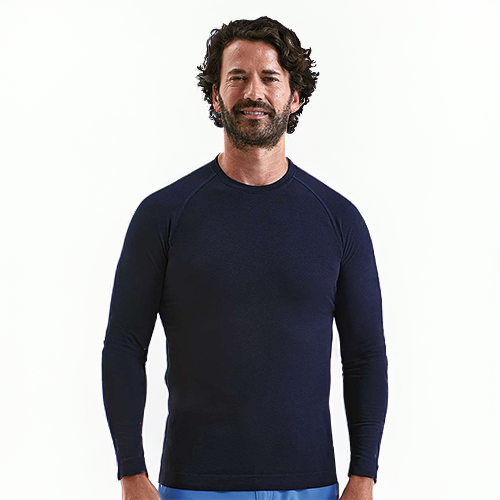 Onna Men's Navy Heather Unstoppable Long Sleeve Fresh Underscrub Base Layer T-Shirt