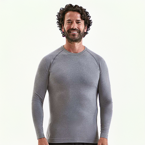 Onna Men's Heather Grey Unstoppable Long Sleeve Fresh Underscrub Base Layer T-Shirt