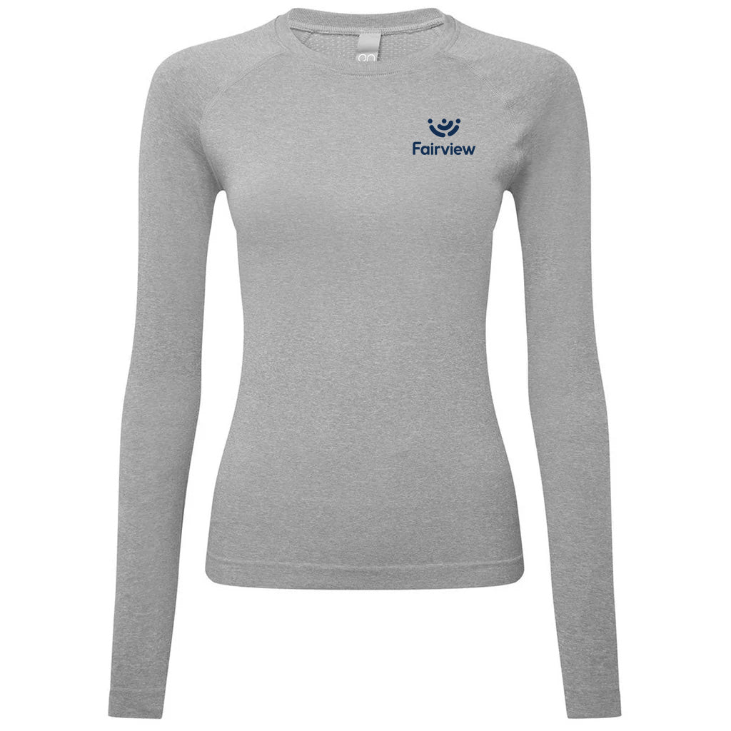Onna Women's Heather Grey Unstoppable Long Sleeve Fresh Underscrub Base Layer T-Shirt