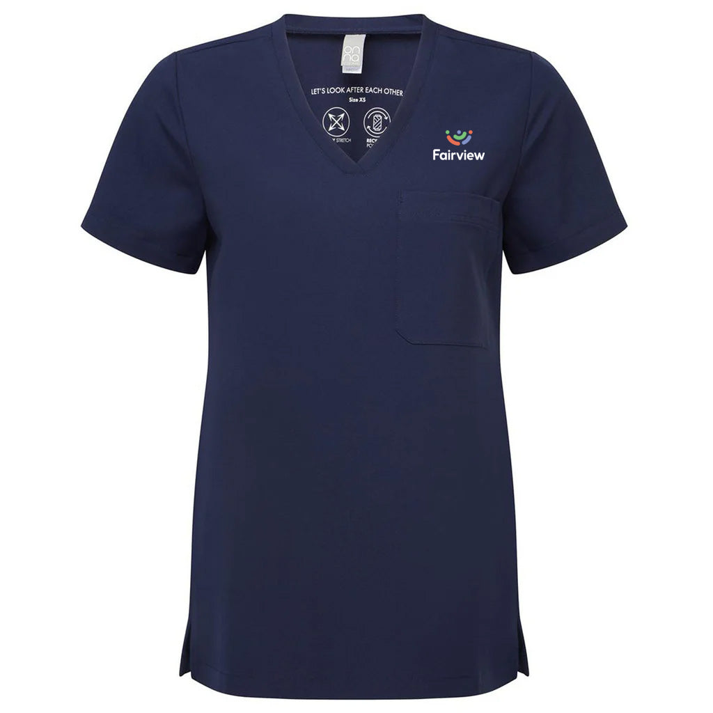 Onna Women's Navy Limitless V-Neck Stretch Scrub Top