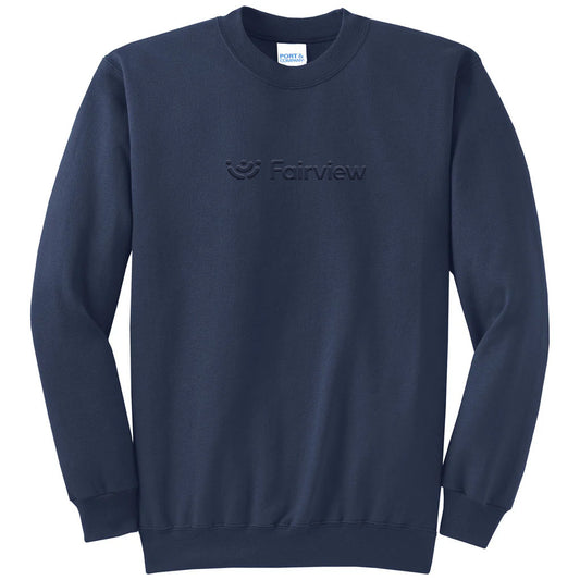 Port & Company Men's Puff Embroidered Navy Core Fleece Crewneck Sweatshirt