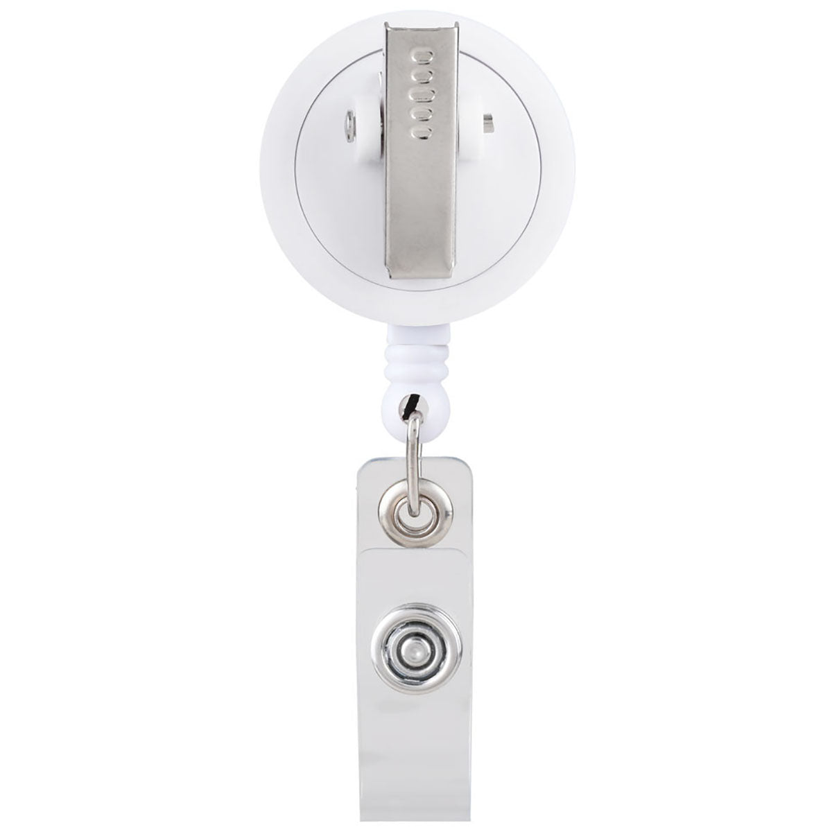 Beacon White ID Buddy Round Retractable Swivel Badge Reel