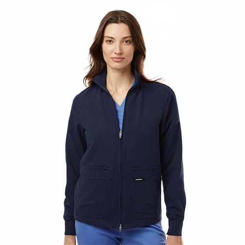 Jaanuu Women's Midnight Navy Ceri Essential Full-Zip 6-Pocket Scrub Jacket