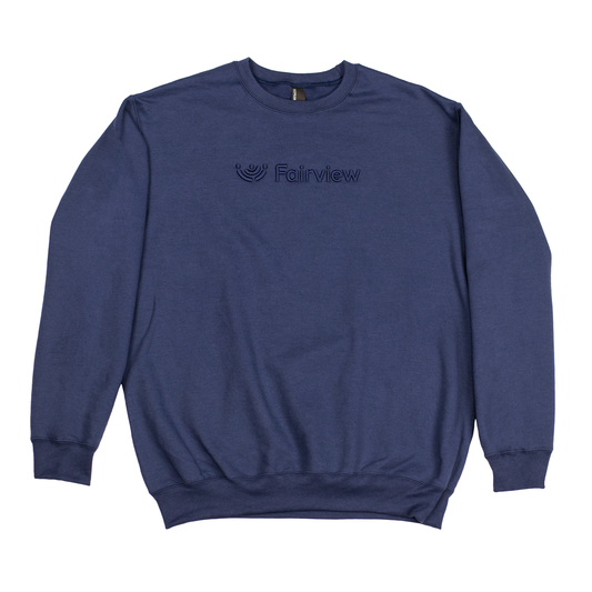 Port & Company Men's Puff Embroidered Navy Core Fleece Crewneck Sweatshirt