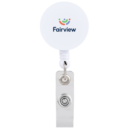 Beacon White ID Buddy Round Retractable Swivel Badge Reel